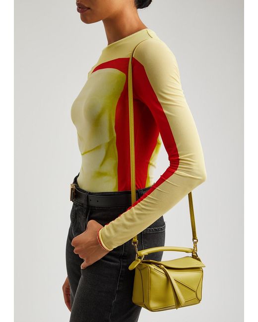 Loewe Yellow Puzzle Mini Leather Cross-body Bag