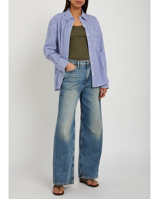 Rag & Bone Blue Connie Striped Cotton-Poplin Shirt