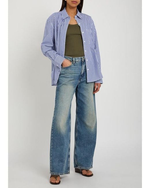 Rag & Bone Blue Connie Striped Cotton-Poplin Shirt