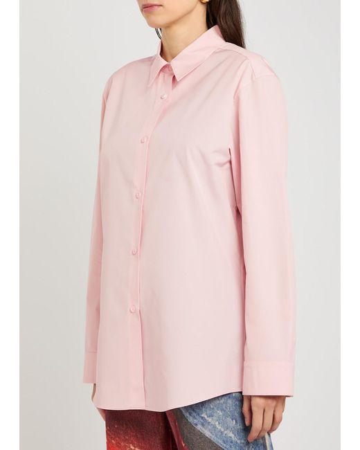 Gabriela Hearst Pink Reyes Logo-Embroidered Cotton-Poplin Shirt