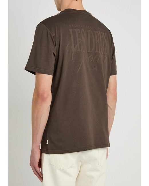 Les Deux Brown Ben Goods Logo-Print Cotton T-Shirt for men