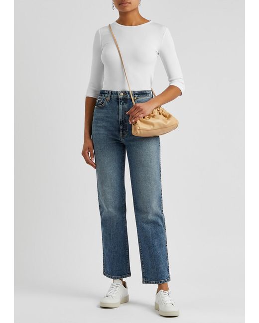 Vince White Ribbed Stretch-jersey Top