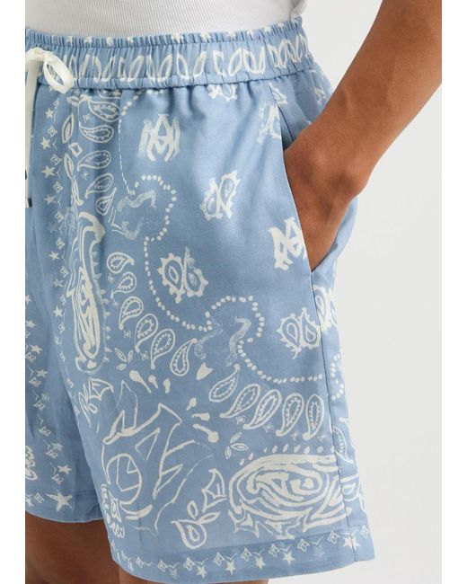 Amiri Blue Printed Cotton-Blend Shorts for men