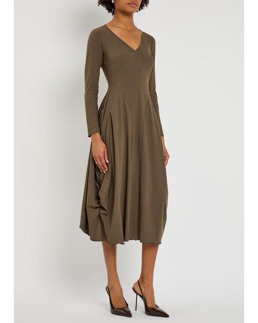 High Natural At-Length Stretch-Jersey Midi Dress