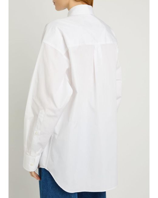 Stella McCartney White Floral-Embroidered Cotton-Poplin Shirt
