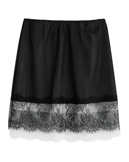 Helmut Lang Black Lace-Trimmed Silk-Blend Mini Skirt