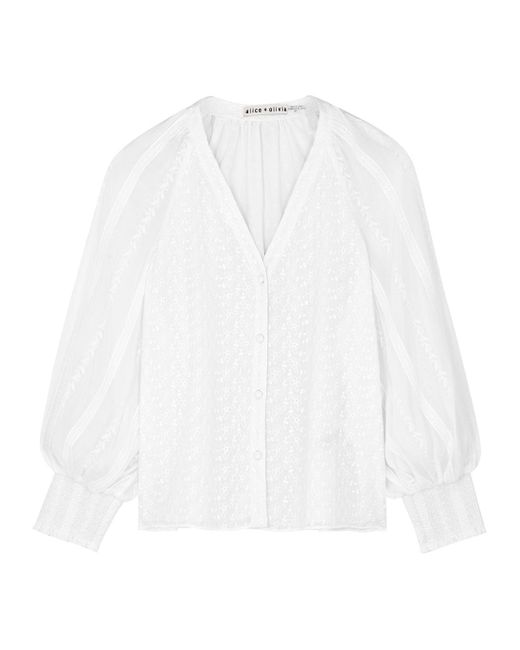 Alice + Olivia Cotton Alice + Olivia Lang White Floralembroidered