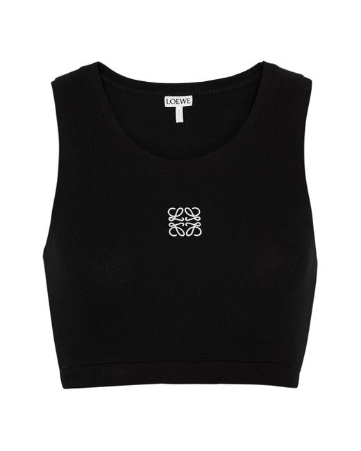 Loewe Anagram-embroidered Stretch-cotton Tank in Black | Lyst