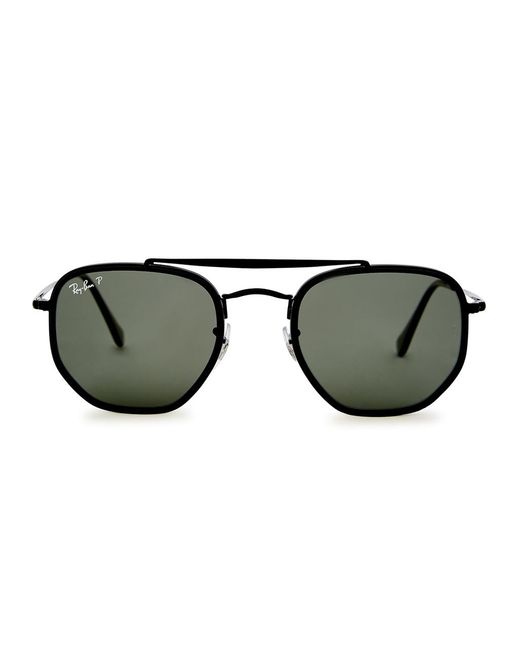 Ray-Ban Black The Marshal Ii Polarised Aviator Sunglasses, Sunglasses, Metal, Dark Lenses, High End Sunglasses, 100% Uv Protection for men