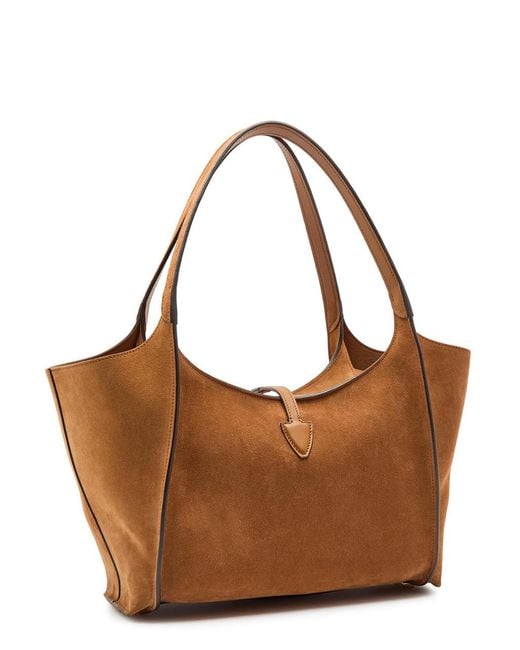 Tod's Brown T-Plaque Suede Tote
