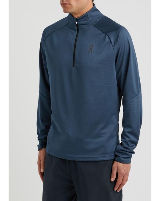 On Shoes Blue Climate Half-Zip Stretch-Jersey Sweatshirt for men