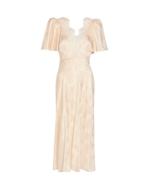 Ronny Kobo Natural Philo Floral-Jacquard Silk-Blend Midi Dress