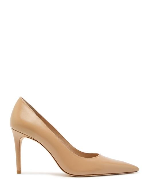 Stuart Weitzman Natural Stuart Power 85 Leather Pumps