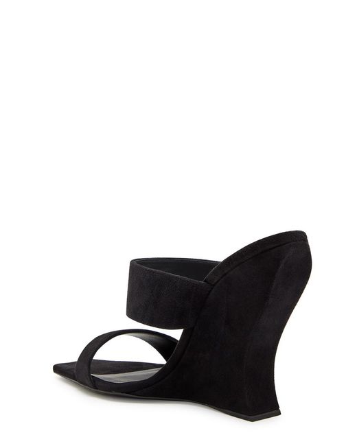 Alaïa Black Wave 110 Suede Wedge Mules