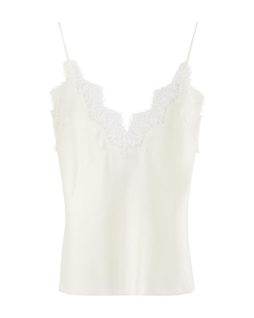 Rohe White Lace-Trimmed Silk-Satin Camisole Top