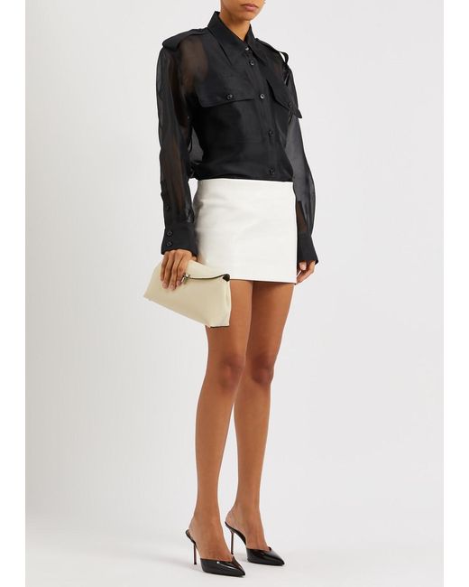 Khaite White Jett Leather Mini Skirt