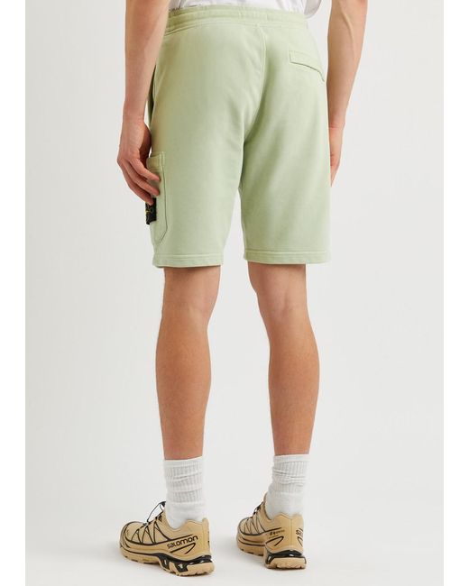 Stone Island Green Logo Cotton Shorts for men