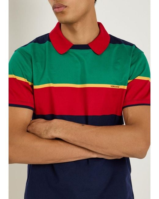 Versace Blue Striped Layered Cotton T-Shirt for men