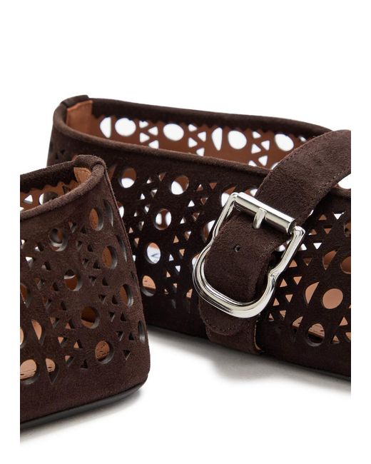 Alaïa Brown Vienne Cut-Out Suede Ballet Flats