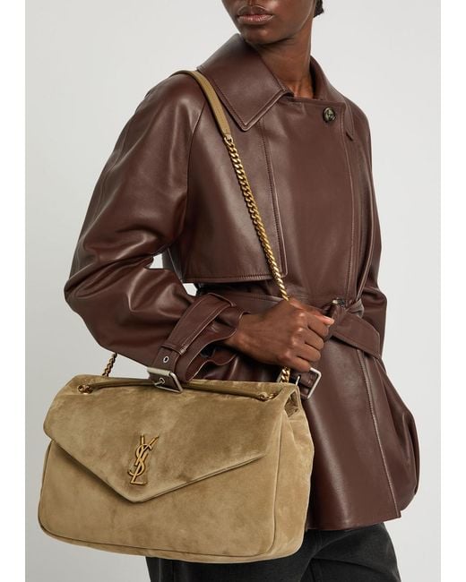 Saint Laurent Brown Calypso Large Padded Suede Shoulder Bag