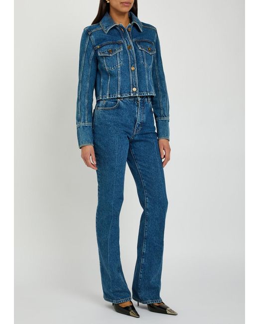 Balmain Blue Cropped Denim Jacket