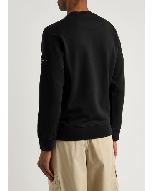 Stone Island Black Logo Cotton Sweatshirt for men
