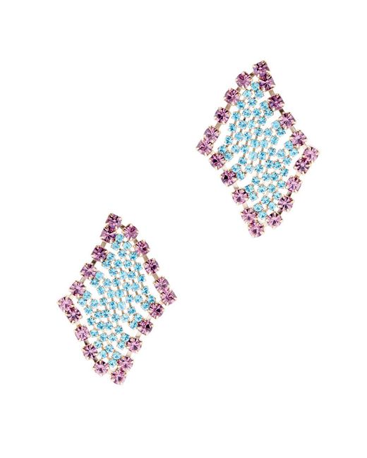 Rosantica White Patchwork Crystal-embellished Drop Earrings