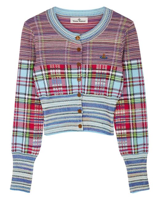 Vivienne Westwood Tartan Knitted Cardigan | Lyst