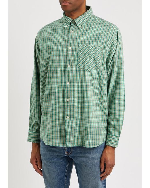 Nudie Jeans Green Filip Checked Flannel Shirt for men