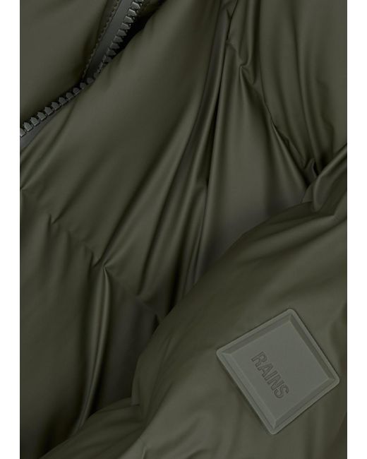 Rains Green Alta Quilted Rubberised Coat