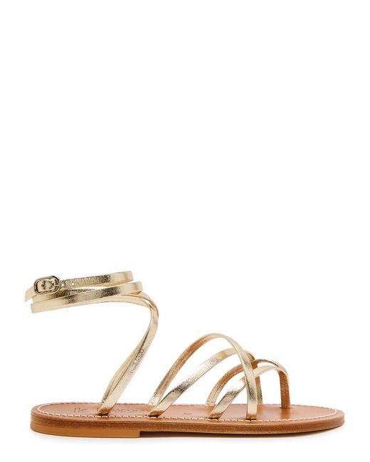 K. Jacques Natural Zenobie Cross-Over Metallic Leather Sandals