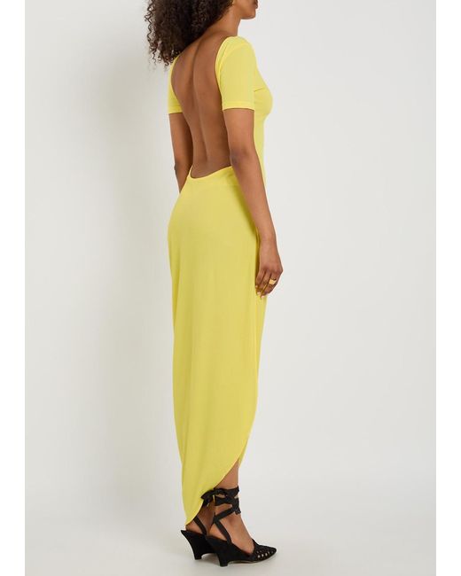 Jacquemus Yellow La Robe Sole Asymmetric Draped Crepe-Jersey Maxi Dress