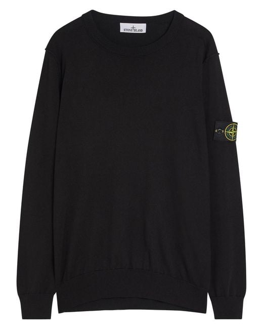 Stone Island Black Logo Cotton Sweatshirt for men