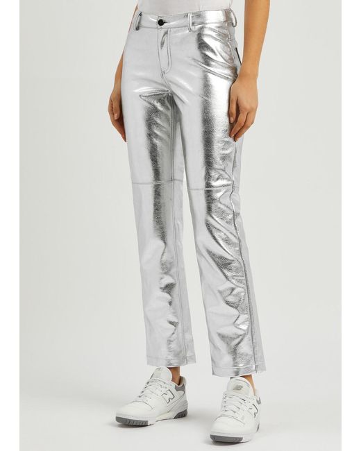 Jakke Gray Cindy Metallic Faux Leather Trousers