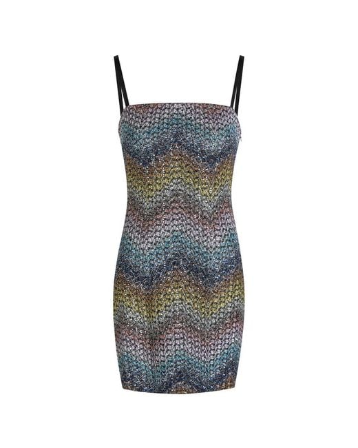 Missoni Multicolor Zigzag Metallic-Knit Mini Dress