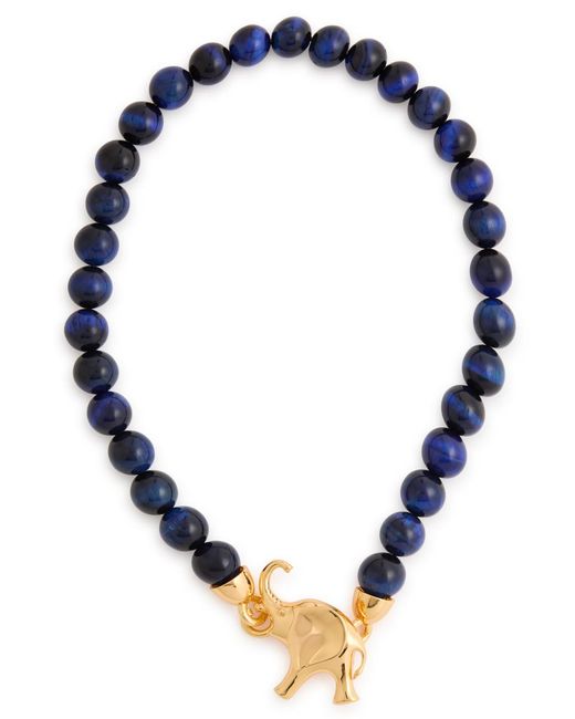 Timeless Pearly Blue Elephant Lapis-Beaded Necklace