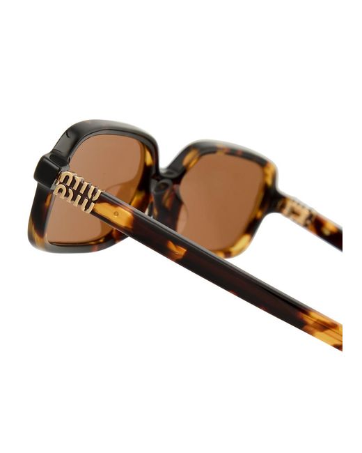 Miu Miu Brown Eyewear Regard Rectangle-Frame Designer Sunglasses