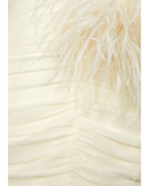 De La Vali White Mame Ruched Silk-Chiffon Mini Dress