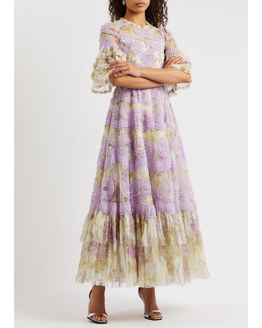 Needle & Thread Purple Wisteria Ingrid Ruffled Tulle Gown