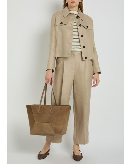 Brunello Cucinelli Brown Bead Medium Suede Tote Bag