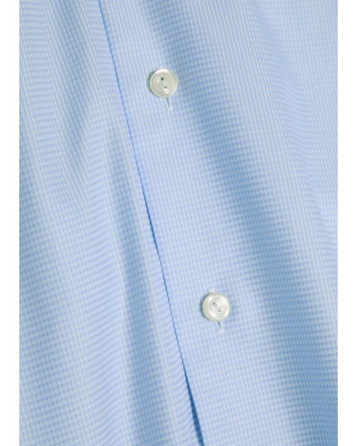 Eton of Sweden Blue Houndstooth Cotton-Twill Shirt for men