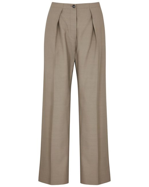 Acne Natural Pleated Straight-leg Woven Trousers