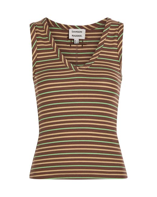 Damson Madder Brown Arlea Striped Ribbed Cotton-Blend Tank
