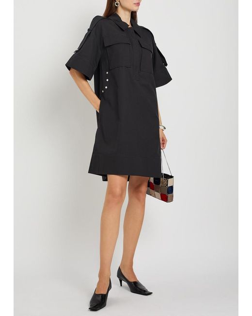 3.1 Phillip Lim Black Cotton-Blend Mini Shirt Dress