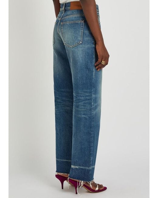 Chloé Blue Distressed Straight-Leg Jeans