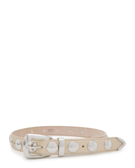 Khaite White Benny Studded Leather Belt