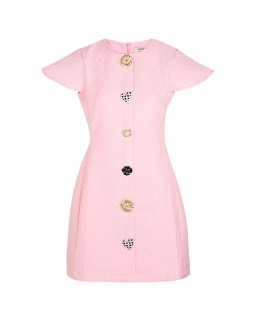 Sister Jane Pink Dorada Floral-Jacquard Woven Mini Dress