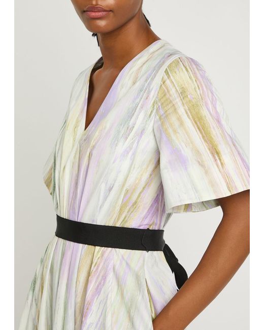 Roksanda White Sana Printed Cotton-Poplin Midi Dress