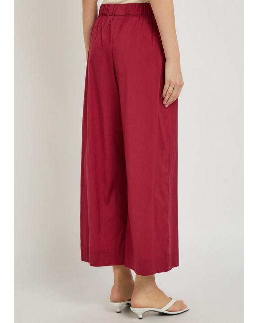 Max Mara Red Pece Wide-Leg Cotton Trousers