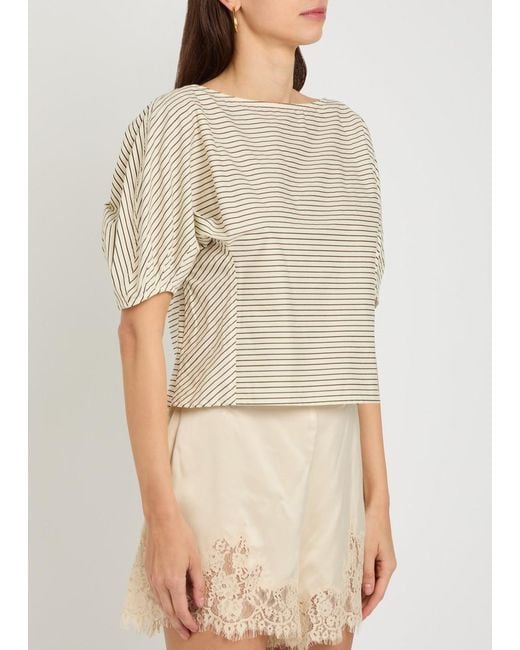 Staud White Didi Striped Stretch-Cotton Top